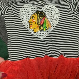 Black White And Red Chicago Blackhawks Kids Dress